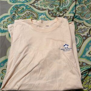 Simply Southern Peach T-Shirt with Blue Logo
